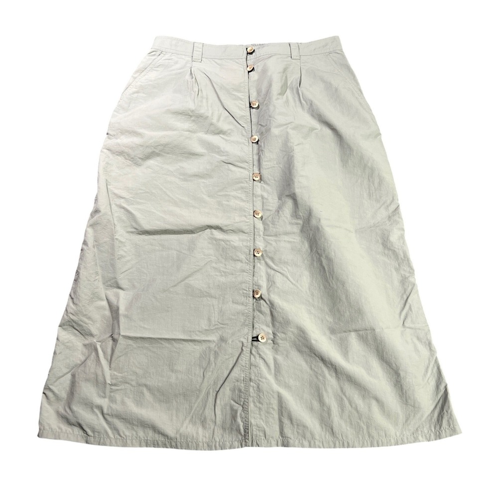 Campmor Nylon Button Front Midi Utility Skirt‎ Women's XL Sage Green Gorpcore